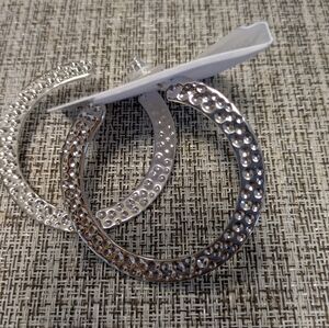 Chic Silver-Tone Textured Hoop Earrings